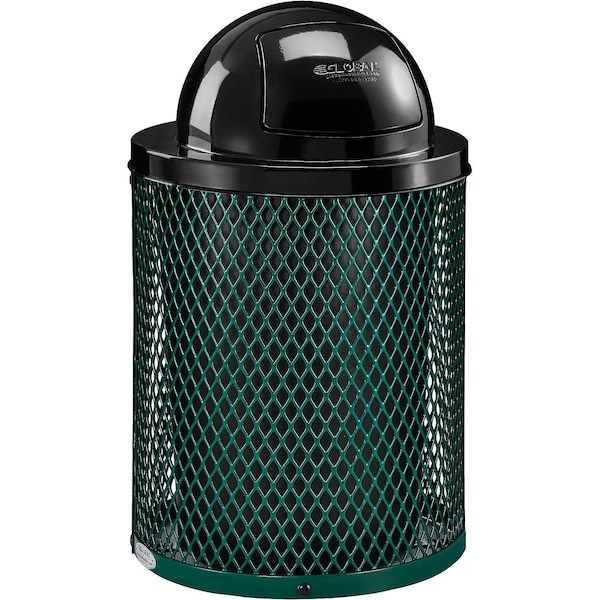 Global Industrial Outdoor Steel Diamond Trash Can With Dome Lid, 36 Gallon, Green 261948GN - main